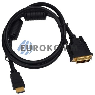 Кабель (шнур) переходник HDMI - DVI-D (gold, черный, 1м)