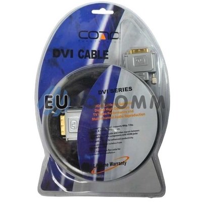 Кабель (шнур) DVI-D - DVI-D (з фільтром, Dual Link, gold, блістер, чорний, 5м)