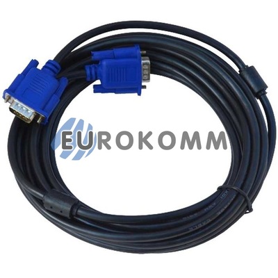 Шнур комп'ютерний VGA HDB 15pin з фільтром (штекер – штекер, 5м, чорний)