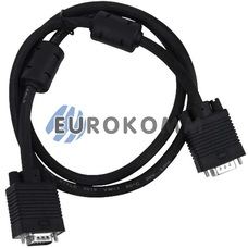 Шнур комп'ютерний VGA HDB 15pin з фільтром (штекер – штекер, 1м, чорний)