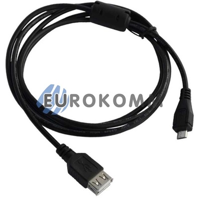 Шнур гніздо USB А - штекер miсro USB 5pin (mobile) v2.0, 1.5м, чорний
