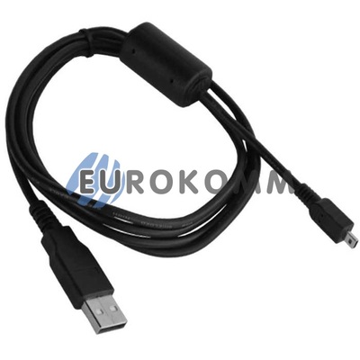 Шнур штекер USB А - штекер mini USB 8pin (плоский с фильтром) v2.0, 1.5м, черный