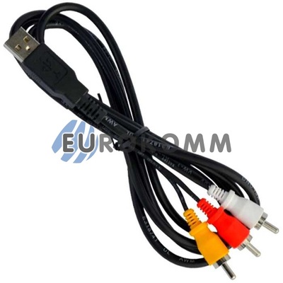 Шнур штекер USB A - 3 штекери RСА, 1.5м, чорний