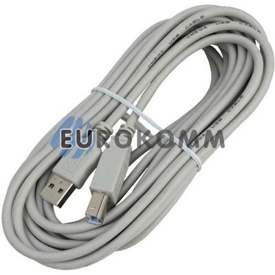 Шнур USB (штекер A - штекер В) v2.0, 3м, серый