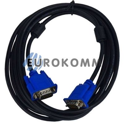 Шнур компьютерный VGA HDB 15pin с фильтром (штекер - штекер, 3м, черный)