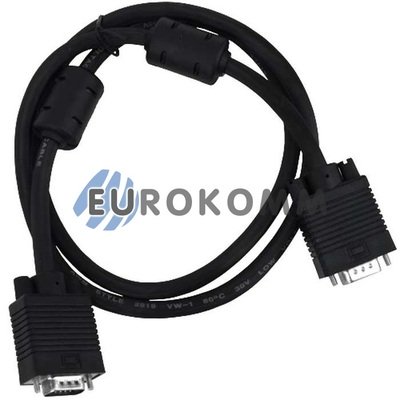 Шнур компьютерный VGA HDB 15pin с фильтром (штекер - штекер, 1м, черный)