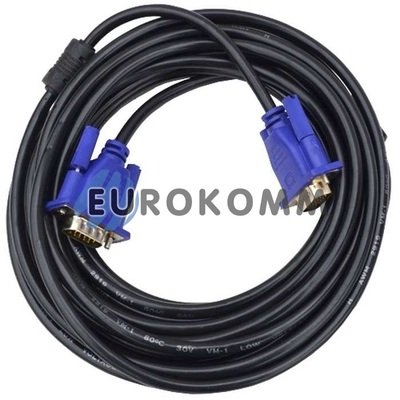 Шнур компьютерный VGA HDB 15pin с фильтром (штекер - штекер, 5м, черный)