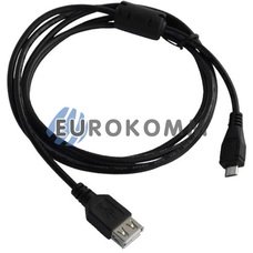 Шнур гніздо USB А - штекер miсro USB 5pin (mobile) v2.0, 1.5м, чорний