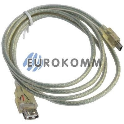 Шнур гнездо USB А - штекер mini USB 5pin, v2.0, 1.5м, черный