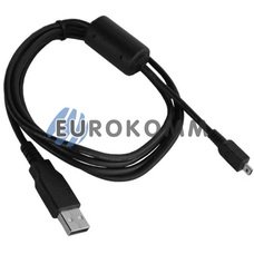 Шнур штекер USB А - штекер mini USB 8pin (плоский з фільтром) v2.0, 1.5м, чорний