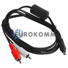Шнур штекер mini USB A 8pin - 2 штекери RCA (плоский з фільтром) 1.5м, чорний