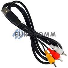 Шнур штекер USB A - 3 штекери RСА, 1.5м, чорний